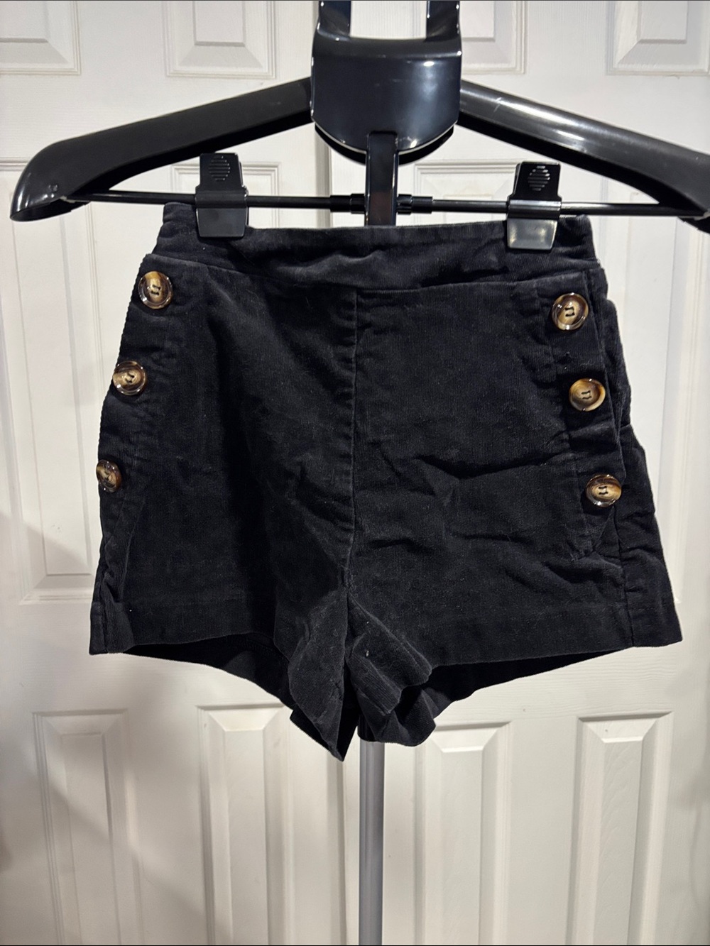Timing Black High-Waist Shorts with Buttons